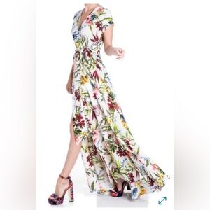MEGHAN LA Jasmine Floral Cap Sleeve Maxi Dress
